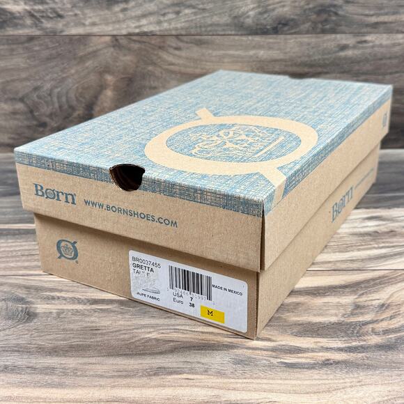 NIB Born Gretta 7M Woven Espadrilles Slip On Clogs Loafers Flats Taupe Fabric - Picture 11 of 11